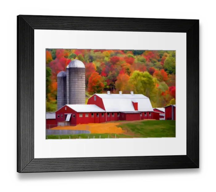 Framed Print : USA, Vermont. Abstract of red barn and silo in autumn Framed Print : USA, Vermont. Abstract of red barn and silo in autumn