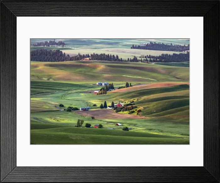 Framed Print : Idyllic farm homestead from elevated view from Steptoe Butte State Park