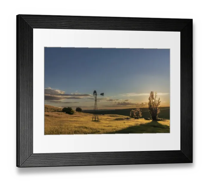 Framed Print : Windmill at sunset, Palouse region of eastern Washington Framed Print : Windmill at sunset, Palouse region of eastern Washington