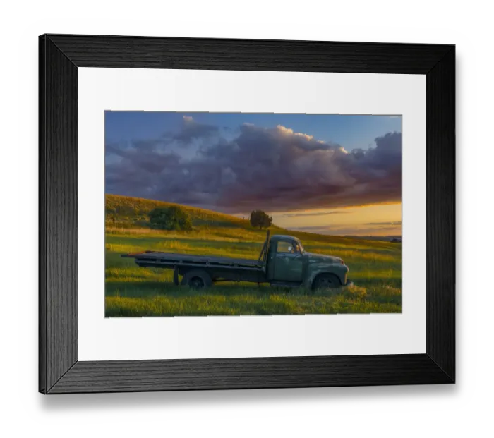 Framed Print : Abandoned truck on hillside at sunset, Palouse region of eastern Washington Framed Print : Abandoned truck on hillside at sunset, Palouse region of eastern Washington