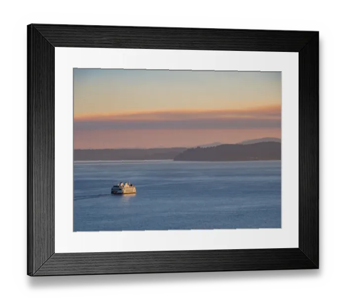 Framed Print : Usa, Washington State, Seattle, Washington State Ferry in Puget Sound at sunset Framed Print : Usa, Washington State, Seattle, Washington State Ferry in Puget Sound at sunset