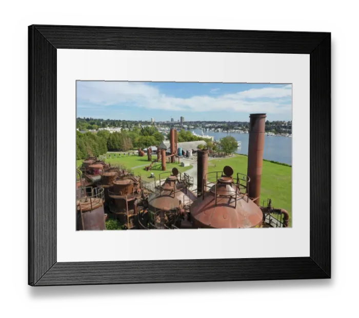 Framed Print : USA, Washington State, Seattle. Rusted gas tanks at Gas Works Park and Lake Union Framed Print : USA, Washington State, Seattle. Rusted gas tanks at Gas Works Park and Lake Union