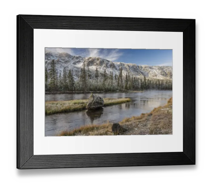 Framed Print : Early autumn snow along Madison River, Yellowstone National Park, Wyoming Framed Print : Early autumn snow along Madison River, Yellowstone National Park, Wyoming
