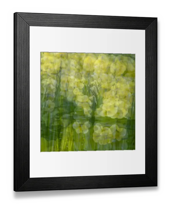 Framed Print : Yellow and green floral abstract