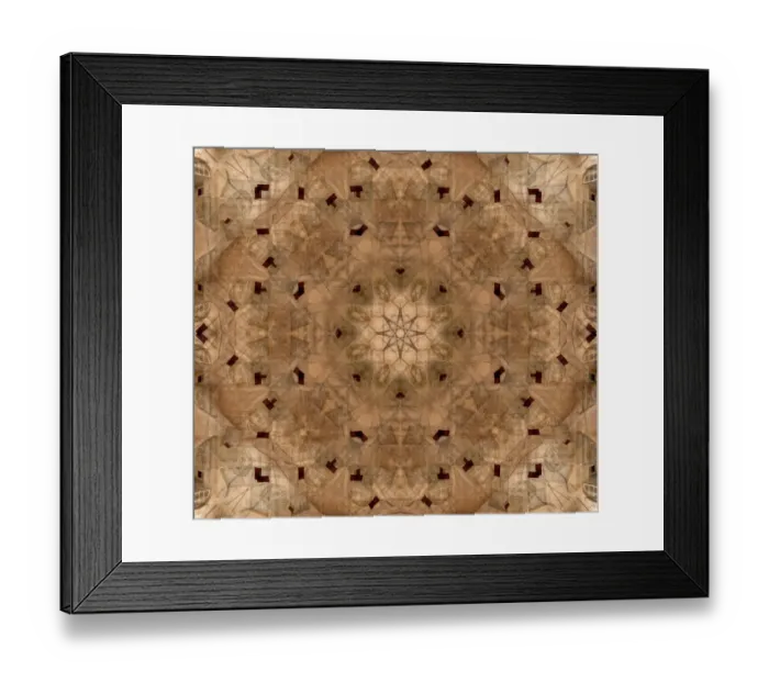 Framed Print : Tan and brown architectural kaleidoscope abstract of door