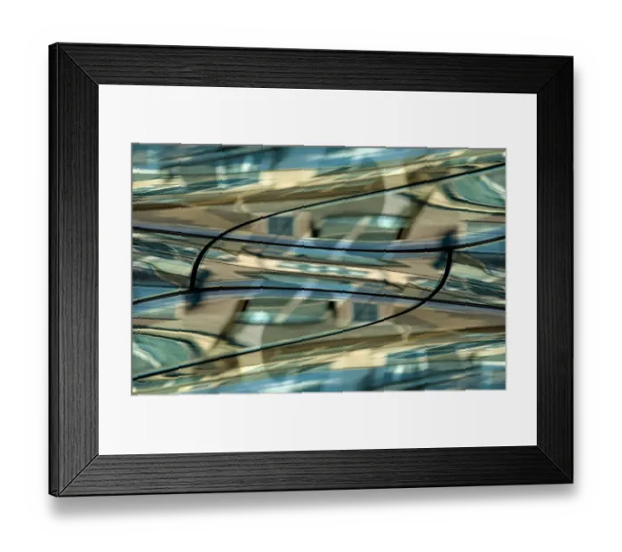 Framed Print : Turquoise, black and bronze metallic abstract