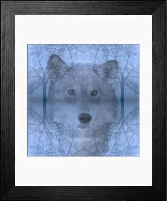 Framed Print : Wolf and skeleton trees montage Framed Print : Wolf and skeleton trees montage