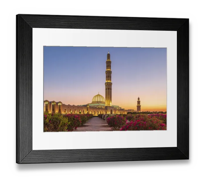 Framed Print : Middle East, Arabian Peninsula, Oman, Muscat. Sunset view of the Sultan Qaboos Grand Framed Print : Middle East, Arabian Peninsula, Oman, Muscat. Sunset view of the Sultan Qaboos Grand