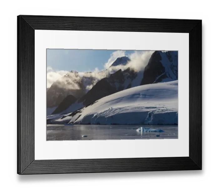 Framed Print : Landscape of snow covered island in South Atlantic Ocean, Antarctica Framed Print : Landscape of snow covered island in South Atlantic Ocean, Antarctica