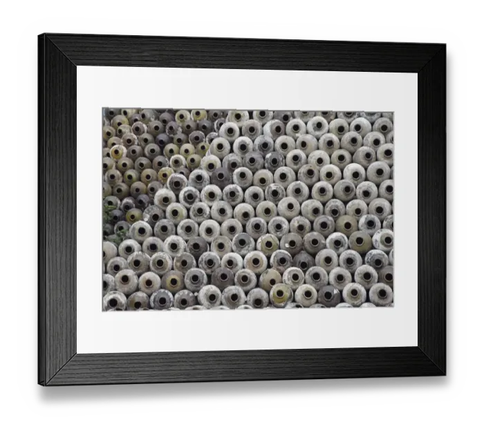 Framed Print : Big pile of wine jars in a winery, Zhejiang Province, China