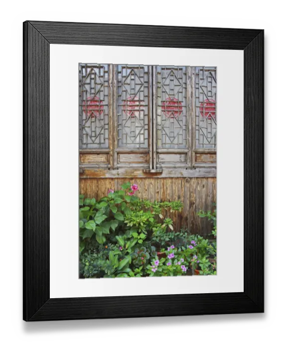 Framed Print : Latticed windows of an old house on Ziyang street in the old town, Linhai
