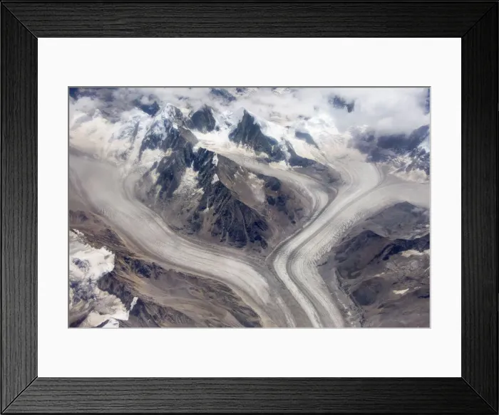 Framed Print : Aerial view of snow mountain and glacier on Tibetan Plateau, China Framed Print : Aerial view of snow mountain and glacier on Tibetan Plateau, China
