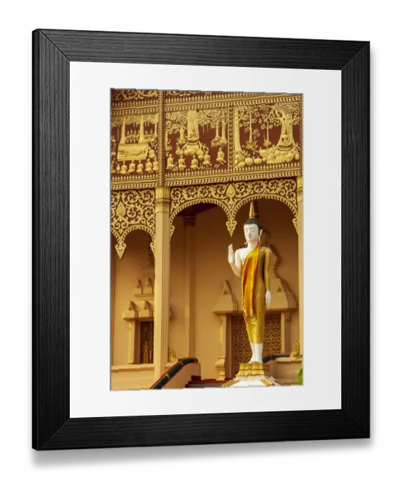 Framed Print : Statue in front of Wat That Luang Neua, one of the temples that surround Pha That Luang Framed Print : Statue in front of Wat That Luang Neua, one of the temples that surround Pha That Luang