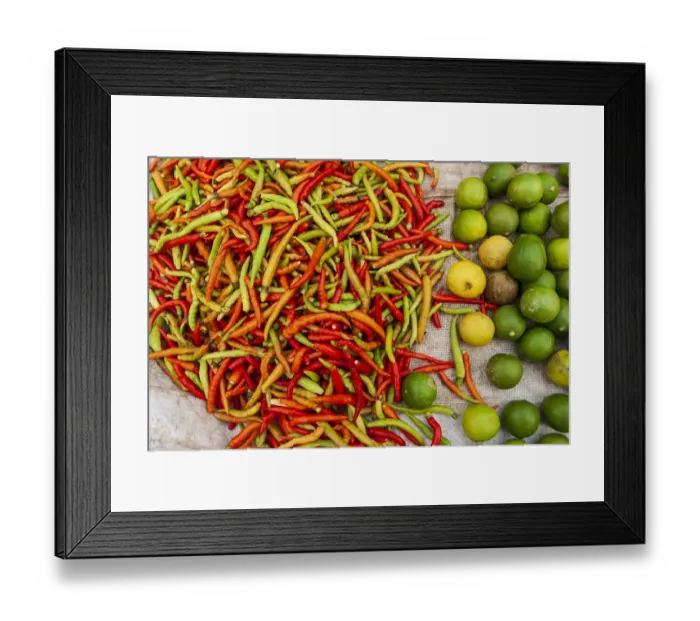 Framed Print : Peppers and limes at market, Vientiane, Capital of Laos, Southeast Asia Framed Print : Peppers and limes at market, Vientiane, Capital of Laos, Southeast Asia