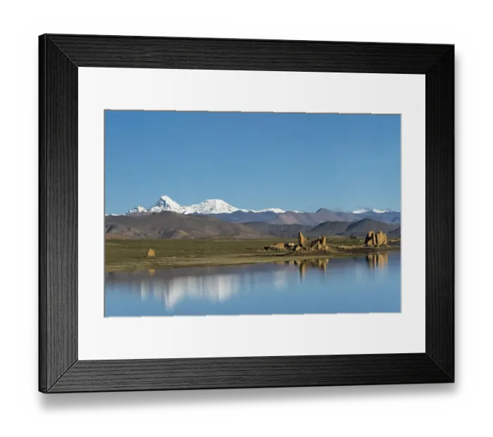 Framed Print : Ruins by a lake on Tibetan Plateau, Dhaulagiri (8167m) in the distance on the left Framed Print : Ruins by a lake on Tibetan Plateau, Dhaulagiri (8167m) in the distance on the left