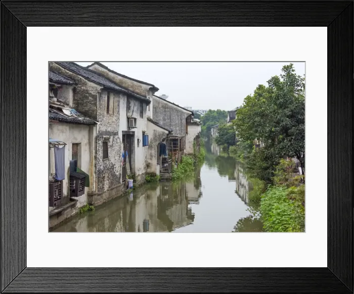 Framed Print : Traditional houses along the Grand Canal, Shaoxing, Zhejiang Province, China
