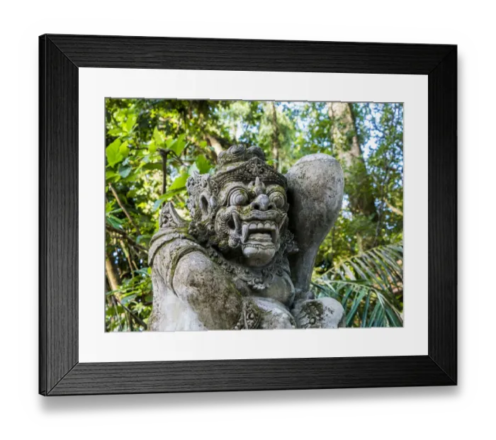 Framed Print : Indonesia, Bali, Ubud. Statue in Pura Tirta Empul temple