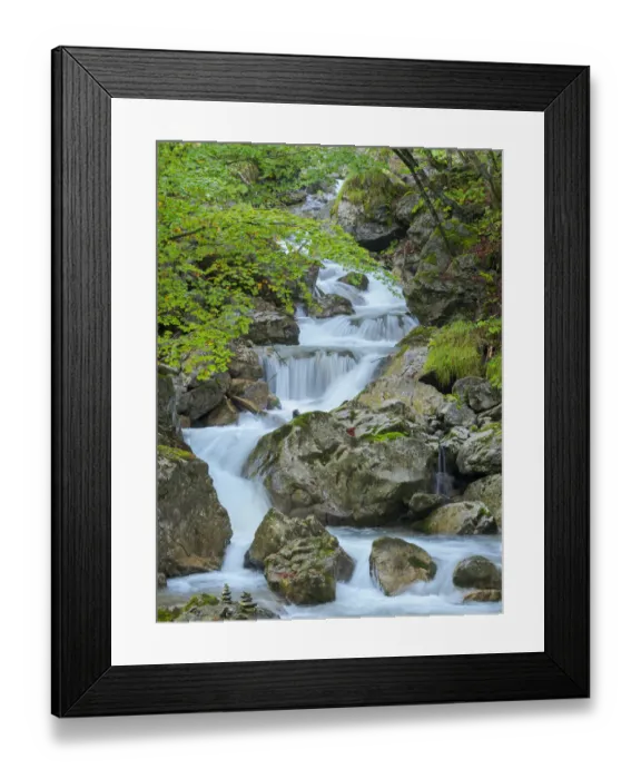 Framed Print : Waterfall in gorge of Gaisalpbach near Oberstdorf in the Allgau. Germany, Bavaria