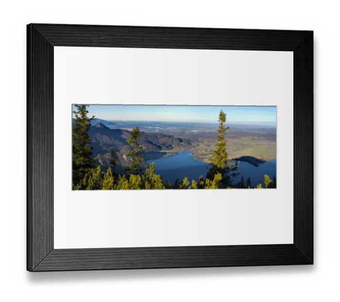 Framed Print : View from Mt. Jochberg near lake Walchensee towards lake Kochelsee