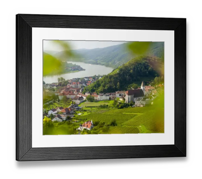 Framed Print : Historic village Spitz located in wine-growing area, UNESCO World Heritage Site