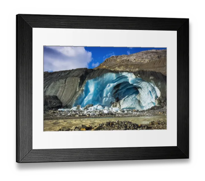Framed Print : Blue ice and meltwater at the toe of the Athabasca Glacier, Jasper National Park, Alberta Framed Print : Blue ice and meltwater at the toe of the Athabasca Glacier, Jasper National Park, Alberta