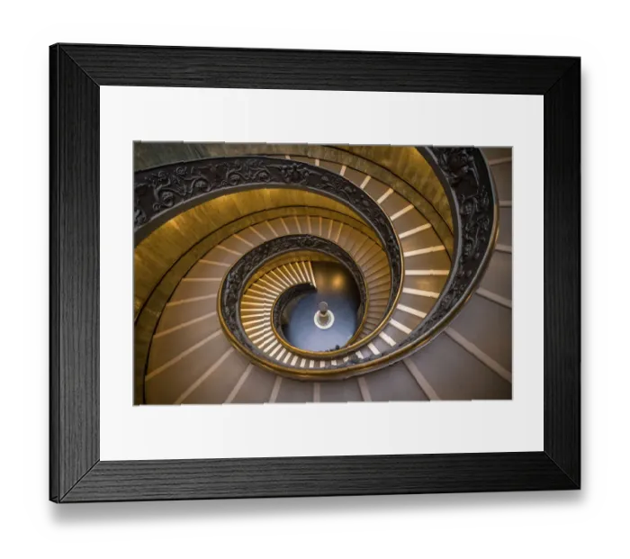 Framed Print : Europe, Italy, Rome. Bramante Stairwell at the Vatican Museum