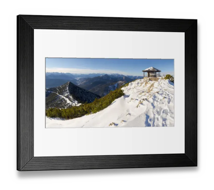 Framed Print : View towards the summit pavilion. View from Mt. Herzogstand near lake Walchensee Framed Print : View towards the summit pavilion. View from Mt. Herzogstand near lake Walchensee