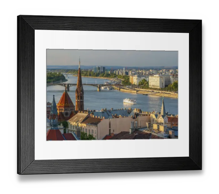 Framed Print : View from Castle Hill of the Margaret Bridge crossing the Danube River, Buda side Framed Print : View from Castle Hill of the Margaret Bridge crossing the Danube River, Buda side