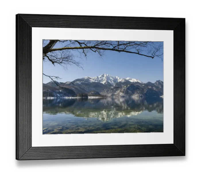 Framed Print : Lake Kochelsee at village Kochel am See during winter in the Bavarian Alps. Mt Framed Print : Lake Kochelsee at village Kochel am See during winter in the Bavarian Alps. Mt