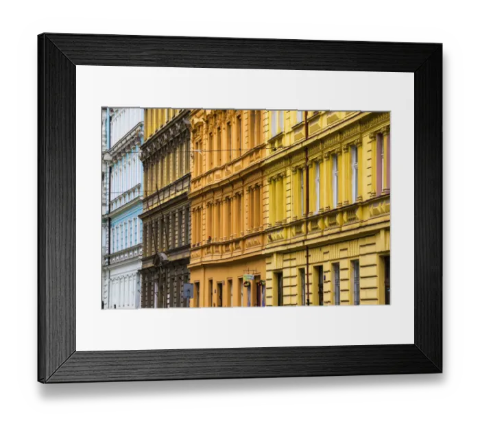 Framed Print : Europe, Czech Republic, Prague. Facade of colorful buildings Framed Print : Europe, Czech Republic, Prague. Facade of colorful buildings