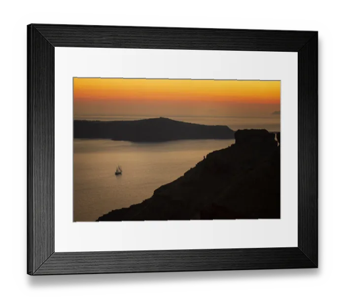 Framed Print : Europe, Greece, Santorini. Sunset on sailboat Framed Print : Europe, Greece, Santorini. Sunset on sailboat