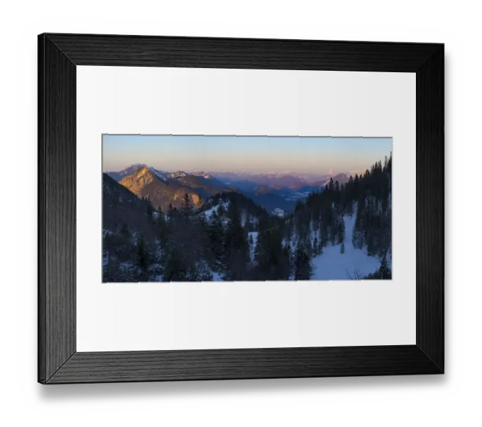 Framed Print : View towards Karwendel Mountains, Mt. Jochberg and Mt. Benediktenwand. View from Mt Framed Print : View towards Karwendel Mountains, Mt. Jochberg and Mt. Benediktenwand. View from Mt