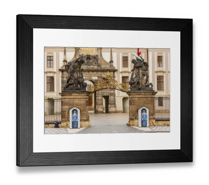 Framed Print : Prague, Czech Republic. The Matthias Gate at Prague Castle, with guards