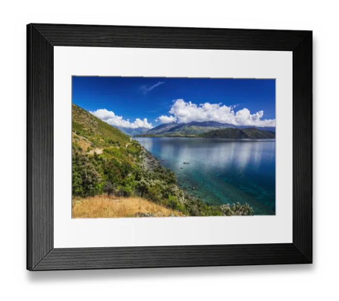 Framed Print : Cycling the shore of Lake Wanaka, Otago, South Island, New Zealand