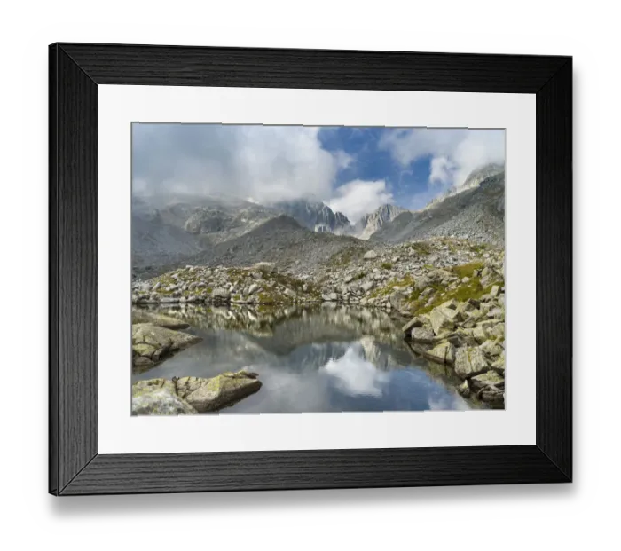Framed Print : View towards Cima Presanella draped in clouds near Rifugio Segantini Framed Print : View towards Cima Presanella draped in clouds near Rifugio Segantini