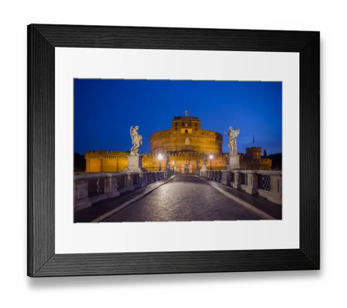 Framed Print : Europe, Italy, Rome. Bridge to Castel Sant Angelo lit at night Framed Print : Europe, Italy, Rome. Bridge to Castel Sant Angelo lit at night