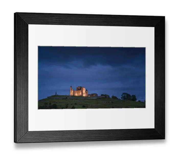 Framed Print : Europe, Ireland, Cashel. Rock of Cashel ruins at sunset