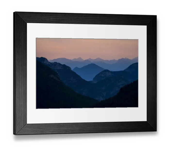 Framed Print : Europe, Italy, Friuli Venezia Giulia. Foggy Monte Lussari mountain at sunset Framed Print : Europe, Italy, Friuli Venezia Giulia. Foggy Monte Lussari mountain at sunset