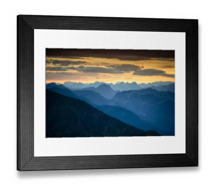 Framed Print : Europe, Italy, Friuli Venezia Giulia. Foggy Monte Lussari mountain at sunset Framed Print : Europe, Italy, Friuli Venezia Giulia. Foggy Monte Lussari mountain at sunset