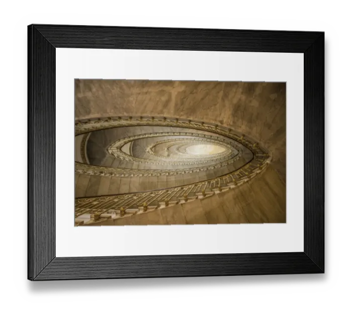 Framed Print : Europe, Italy, Naples. Abstract of spiral staircase