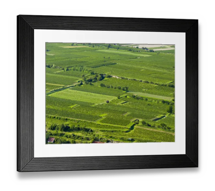 Framed Print : View over the vineyards near the Danube from Gottweig Abbey, a UNESCO World Heritage Site