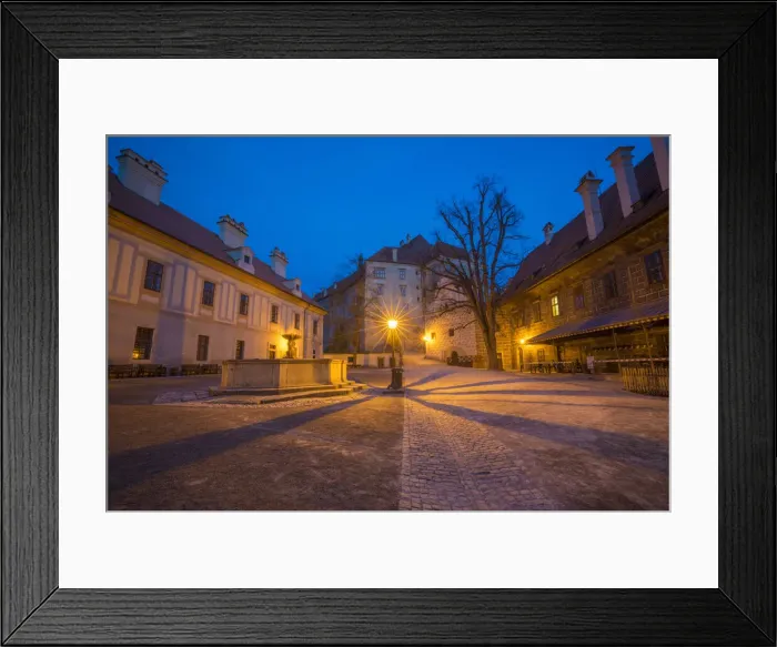 Framed Print : Europe, Czech Republic, Cesky Krumlov. Cesky Krumlov Castle courtyard at sunset Framed Print : Europe, Czech Republic, Cesky Krumlov. Cesky Krumlov Castle courtyard at sunset