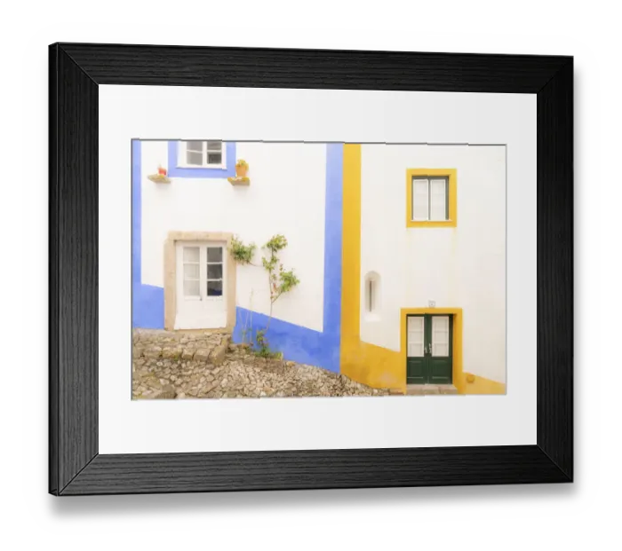 Framed Print : Europe, Portugal, Obidos. Colorful exterior of houses Framed Print : Europe, Portugal, Obidos. Colorful exterior of houses