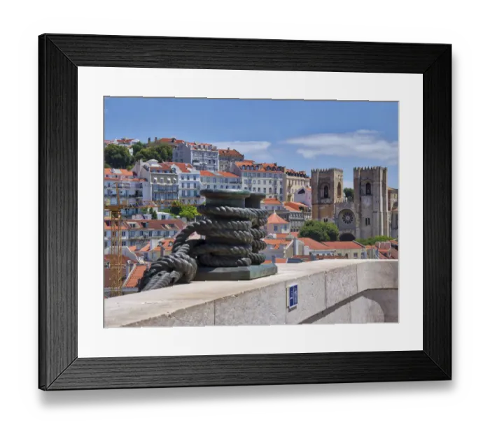 Framed Print : Portugal, Lisbon. View of the Lisbon Cathedral from the Arco da Rua Augusta