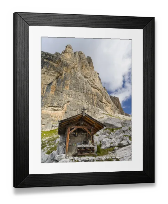 Framed Print : Chapel of Rifugio Tuckett e Sella. The Brenta Dolomites, UNESCO World Heritage Site Framed Print : Chapel of Rifugio Tuckett e Sella. The Brenta Dolomites, UNESCO World Heritage Site