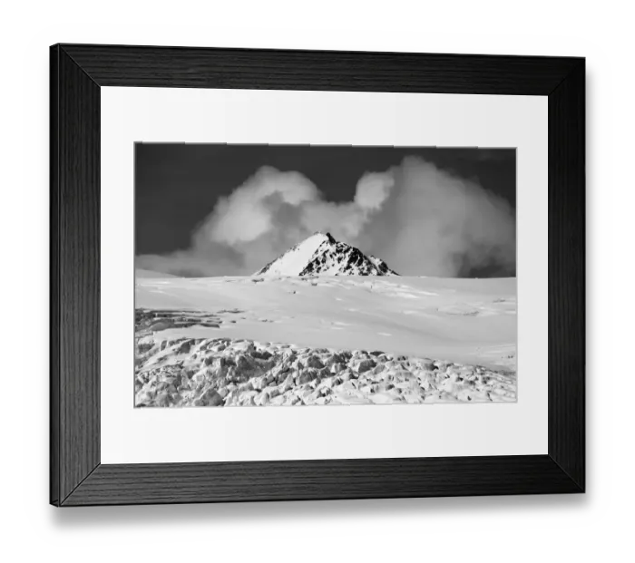 Framed Print : Stormy clouds approaching the Lilliehookbreen Glacier