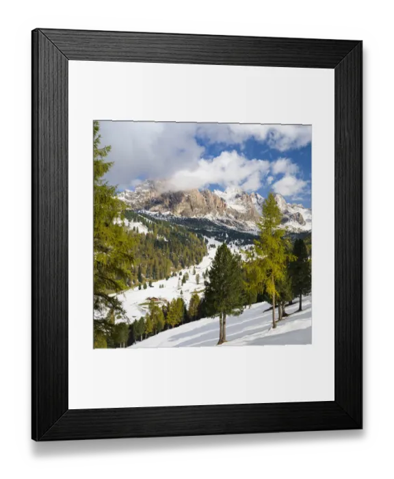 Framed Print : Geisler mountain range in the dolomites of the Groden Valley or Val Gardena in South Framed Print : Geisler mountain range in the dolomites of the Groden Valley or Val Gardena in South