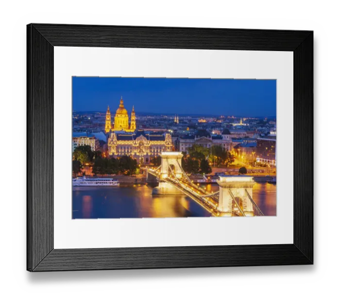 Framed Print : Hungary, Budapest. Szechenyi Chain Bridge across the Danube River Framed Print : Hungary, Budapest. Szechenyi Chain Bridge across the Danube River