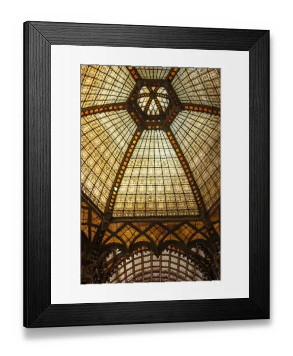 Framed Print : Stained glass ceiling inside Ferenciek Tere (Square of the Franciscans) Framed Print : Stained glass ceiling inside Ferenciek Tere (Square of the Franciscans)