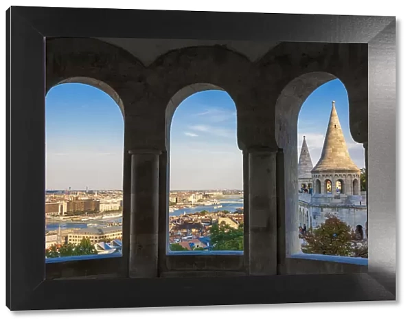 Hungary, Budapest. View from inside Fishermans Bastion